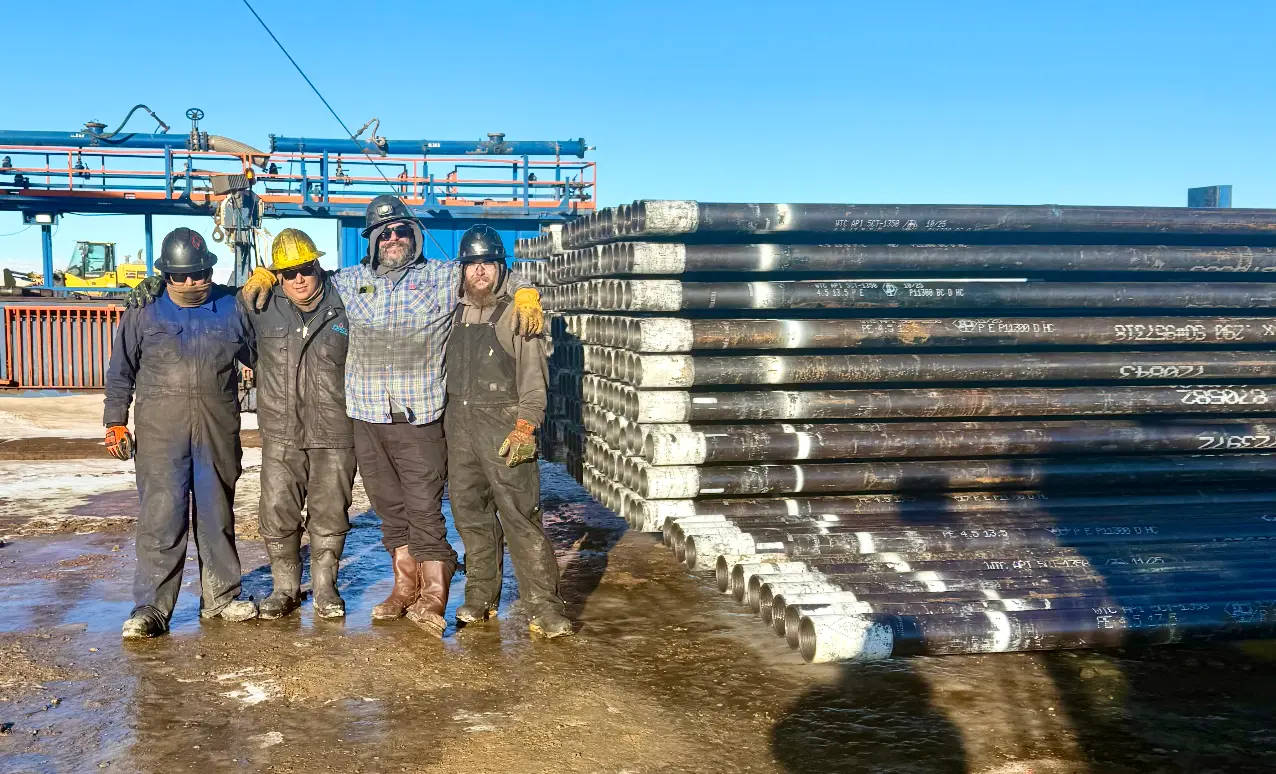WOS clean and drift crew at a Bakken pipe rack