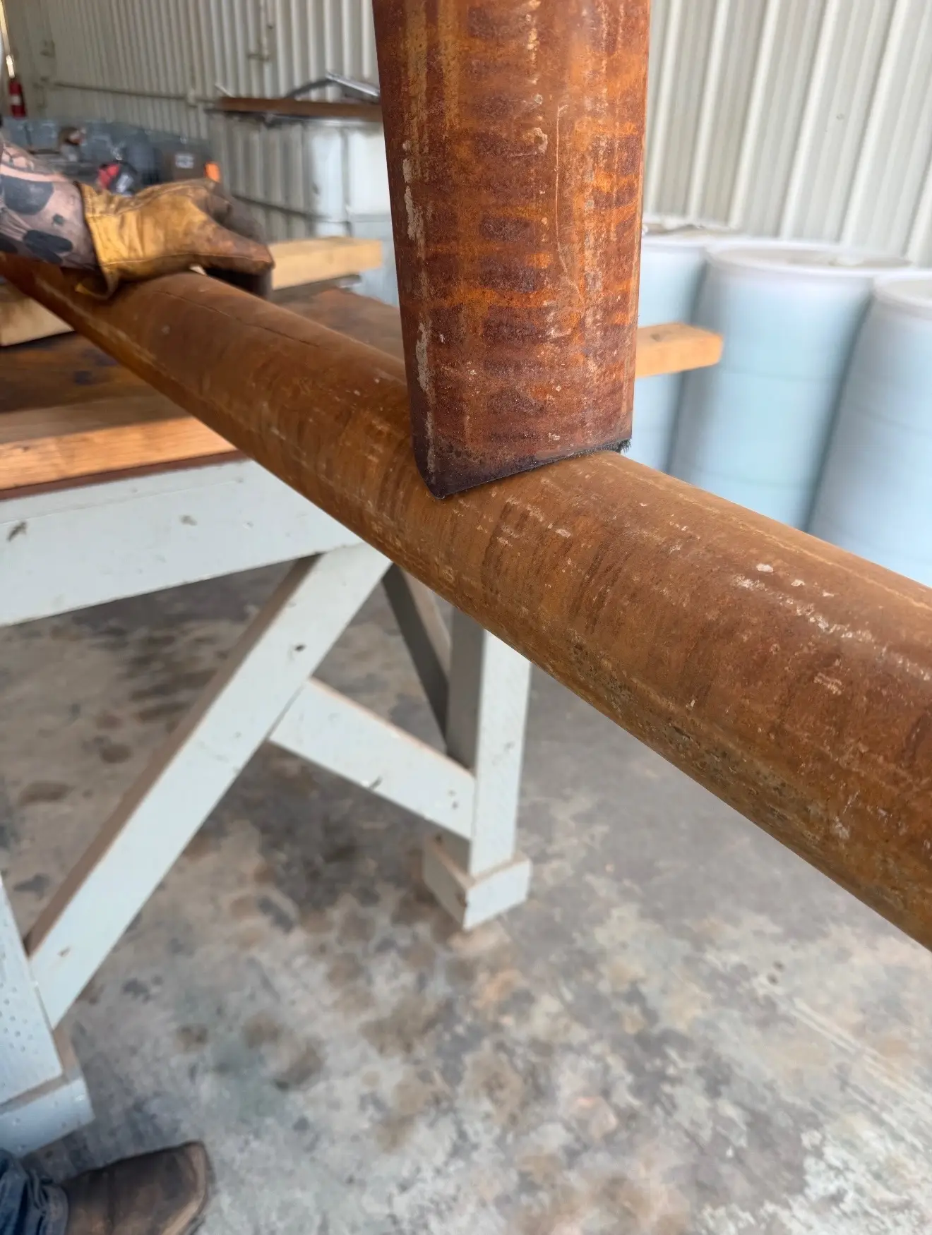 Pipe stand close-up at the WOS yard